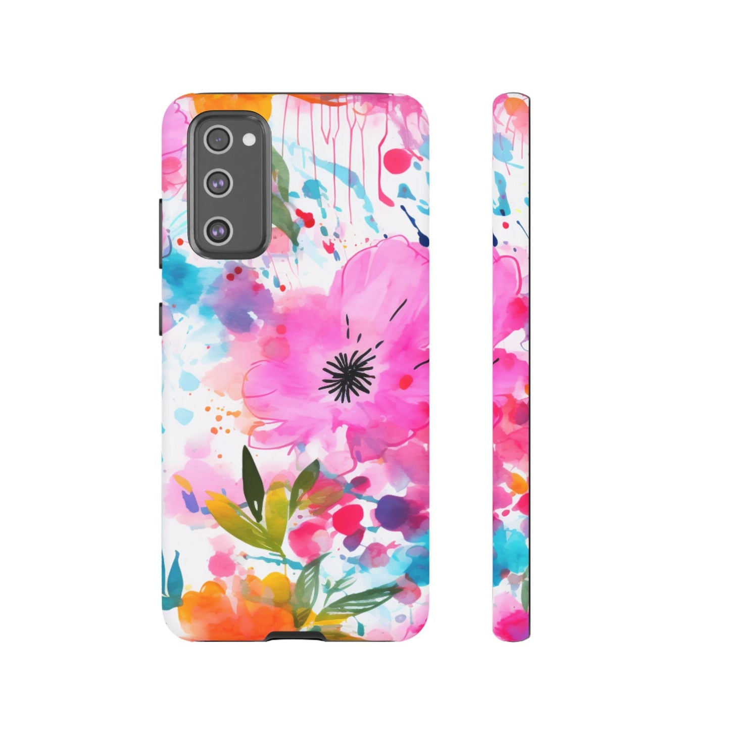 Color Splash Pink & Orange Watercolor Floral - Samsung Galaxy Case - BOGO Cases