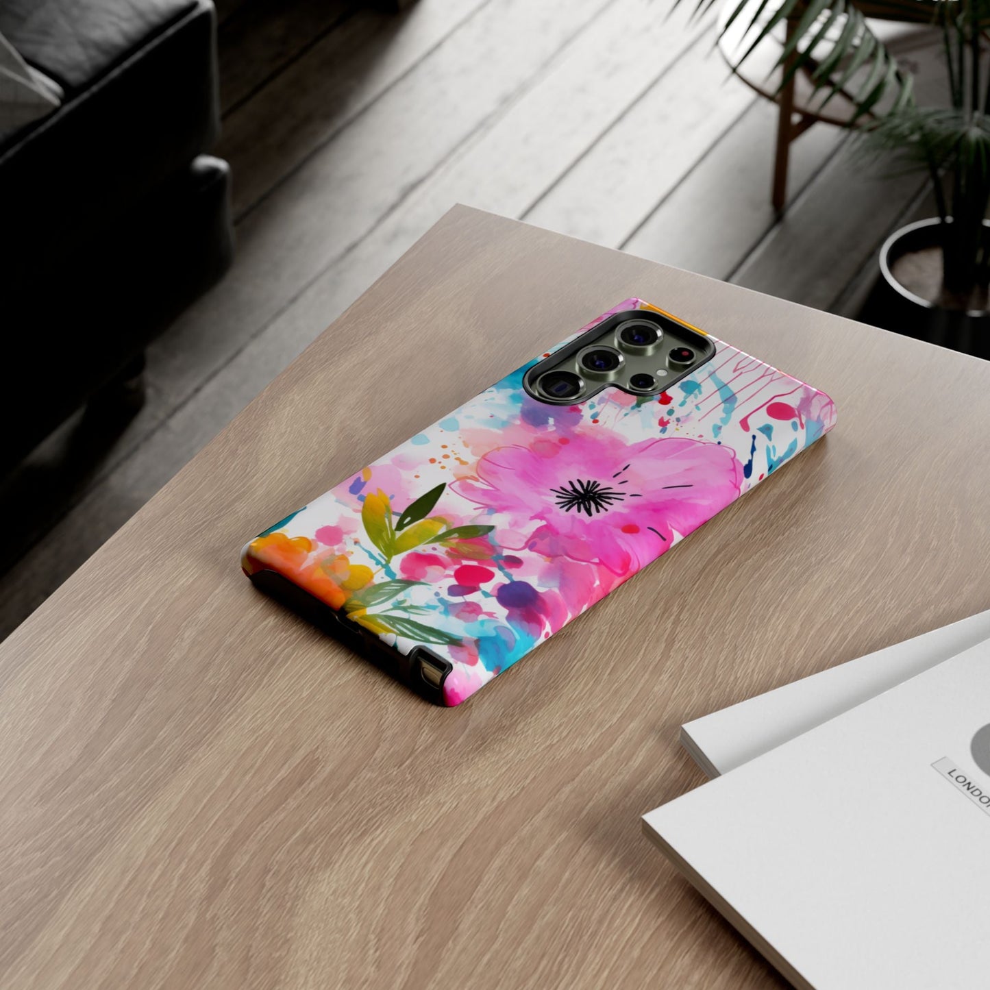 Color Splash Pink & Orange Watercolor Floral - Samsung Galaxy Case - BOGO Cases
