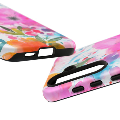 Color Splash Pink & Orange Watercolor Floral - Samsung Galaxy Case - BOGO Cases