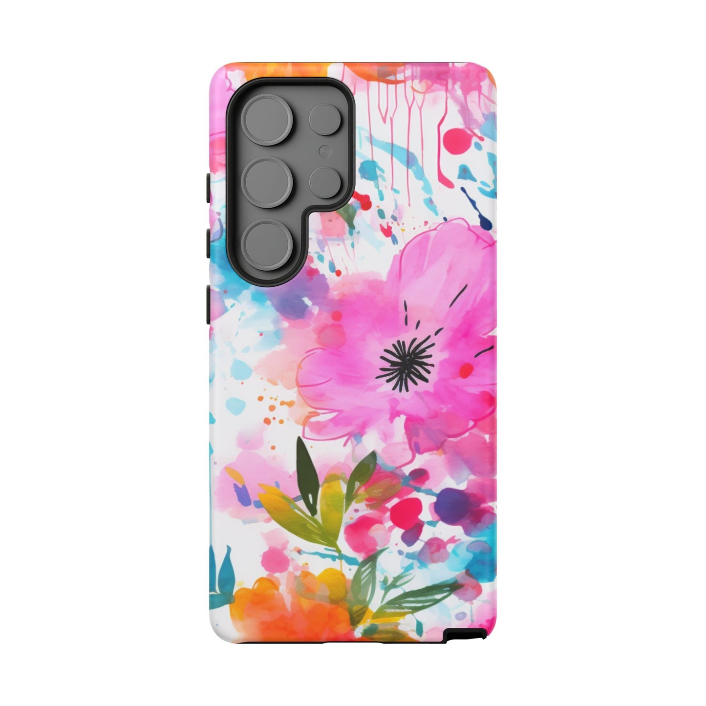 Color Splash Pink & Orange Watercolor Floral - Samsung Galaxy Case - BOGO Cases