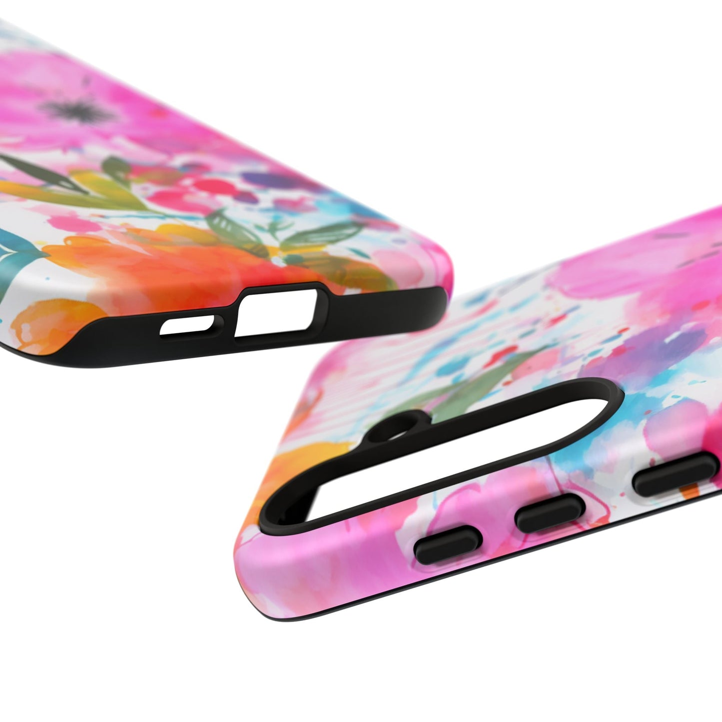 Color Splash Pink & Orange Watercolor Floral - Samsung Galaxy Case - BOGO Cases