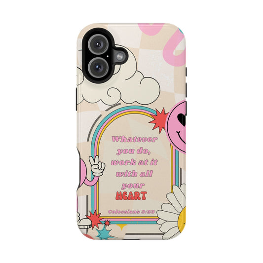 Colossians 3:23 Retro Smiley - MagSafe iPhone Case - BOGO Cases