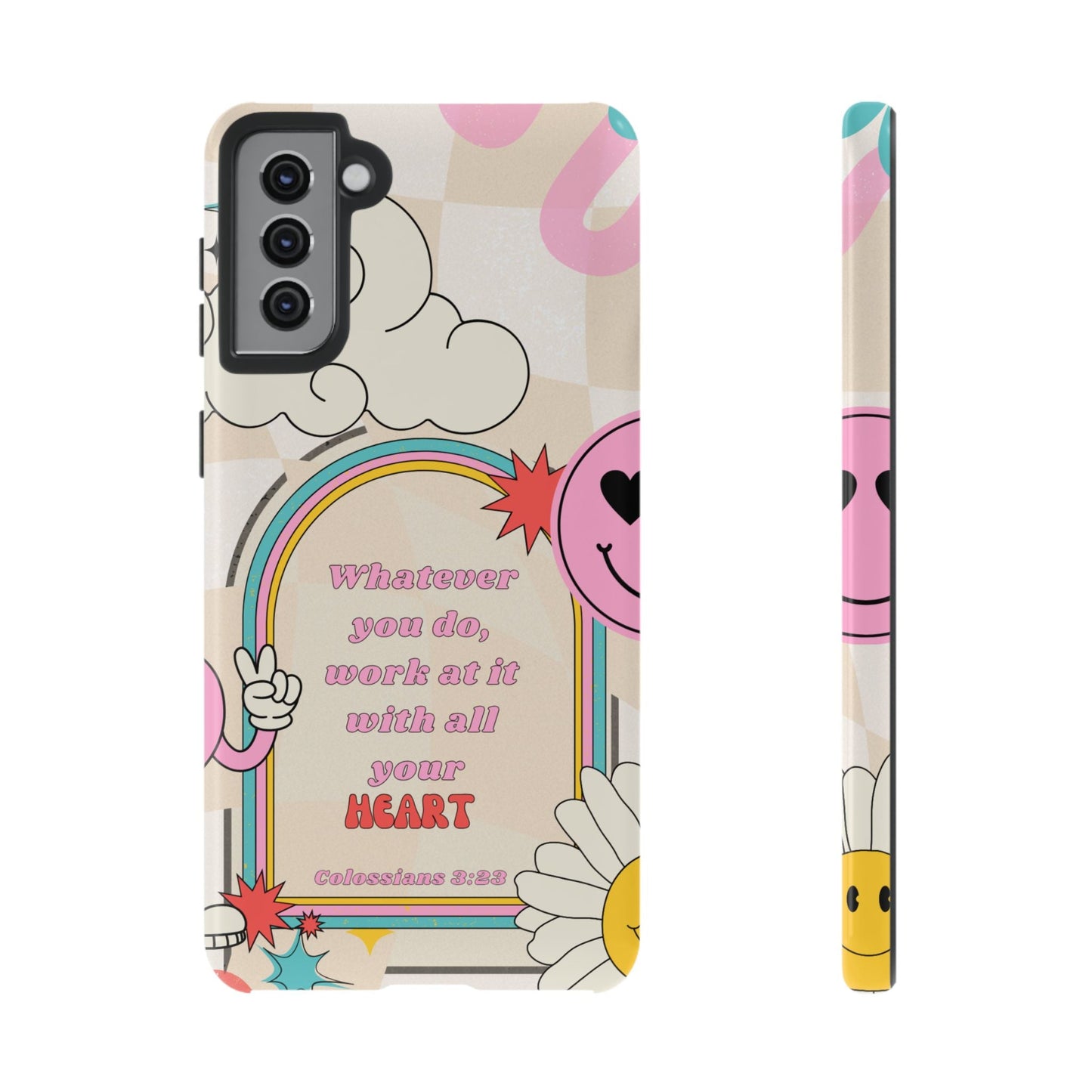 Colossians 3:23 Retro Smiley - Samsung Galaxy Case - BOGO Cases