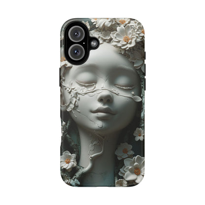 Coquette Statue & Florals Phone Case - Serene Beauty for Your Device - Ethereal Elegance - Marble Princess and Flowers - iPhones and Samsung - BOGO Cases