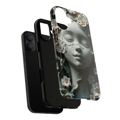 Coquette Statue & Florals Phone Case - Serene Beauty for Your Device - Ethereal Elegance - Marble Princess and Flowers - iPhones and Samsung - BOGO Cases