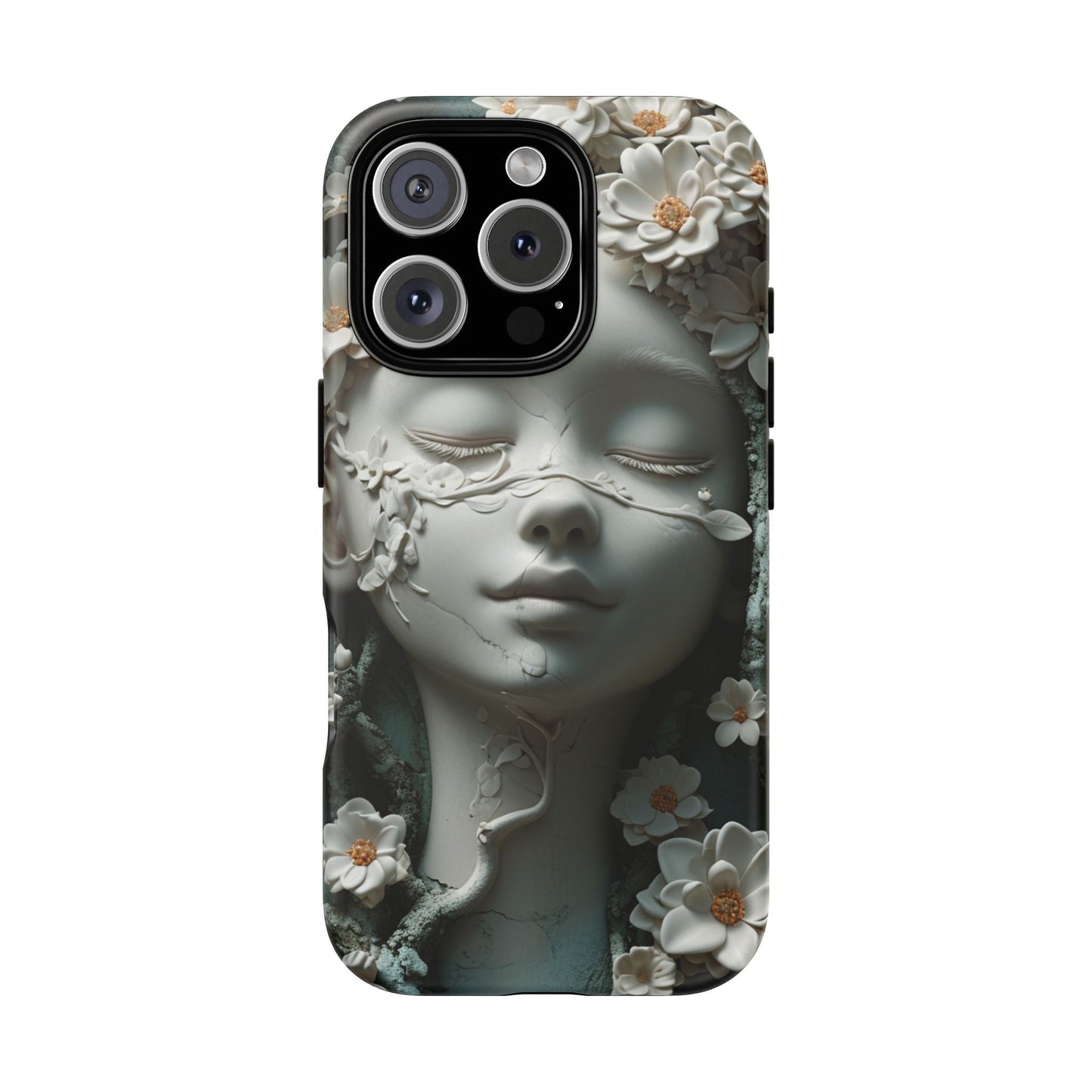 Coquette Statue & Florals Phone Case - Serene Beauty for Your Device - Ethereal Elegance - Marble Princess and Flowers - iPhones and Samsung - BOGO Cases