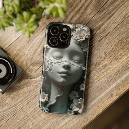 Coquette Statue & Florals Phone Case - Serene Beauty for Your Device - Ethereal Elegance - Marble Princess and Flowers - iPhones and Samsung - BOGO Cases