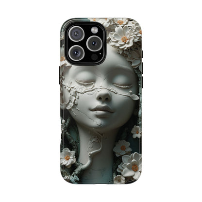 Coquette Statue & Florals Phone Case - Serene Beauty for Your Device - Ethereal Elegance - Marble Princess and Flowers - iPhones and Samsung - BOGO Cases