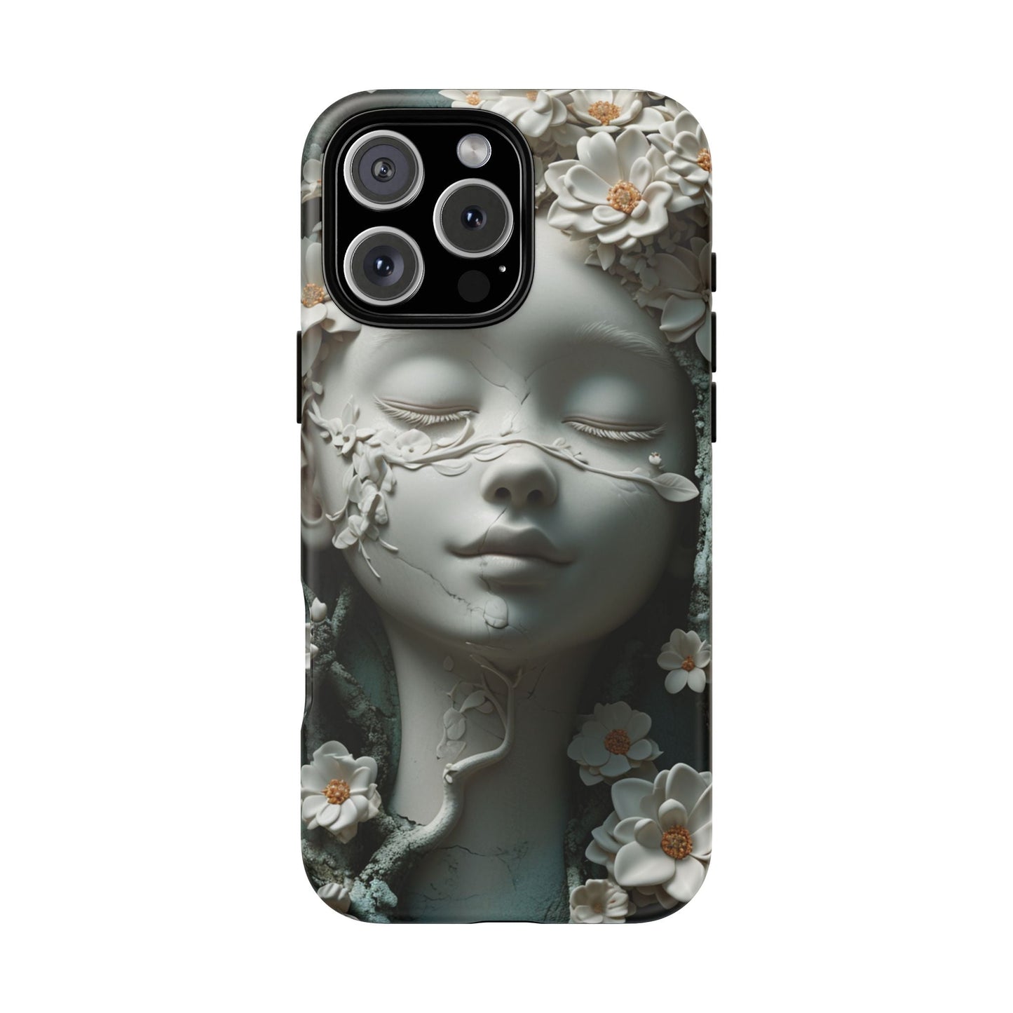 Coquette Statue & Florals Phone Case - Serene Beauty for Your Device - Ethereal Elegance - Marble Princess and Flowers - iPhones and Samsung - BOGO Cases