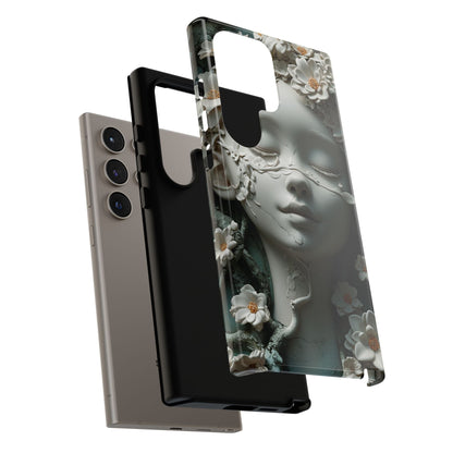 Coquette Statue & Florals Phone Case - Serene Beauty for Your Device - Ethereal Elegance - Marble Princess and Flowers - iPhones and Samsung - BOGO Cases