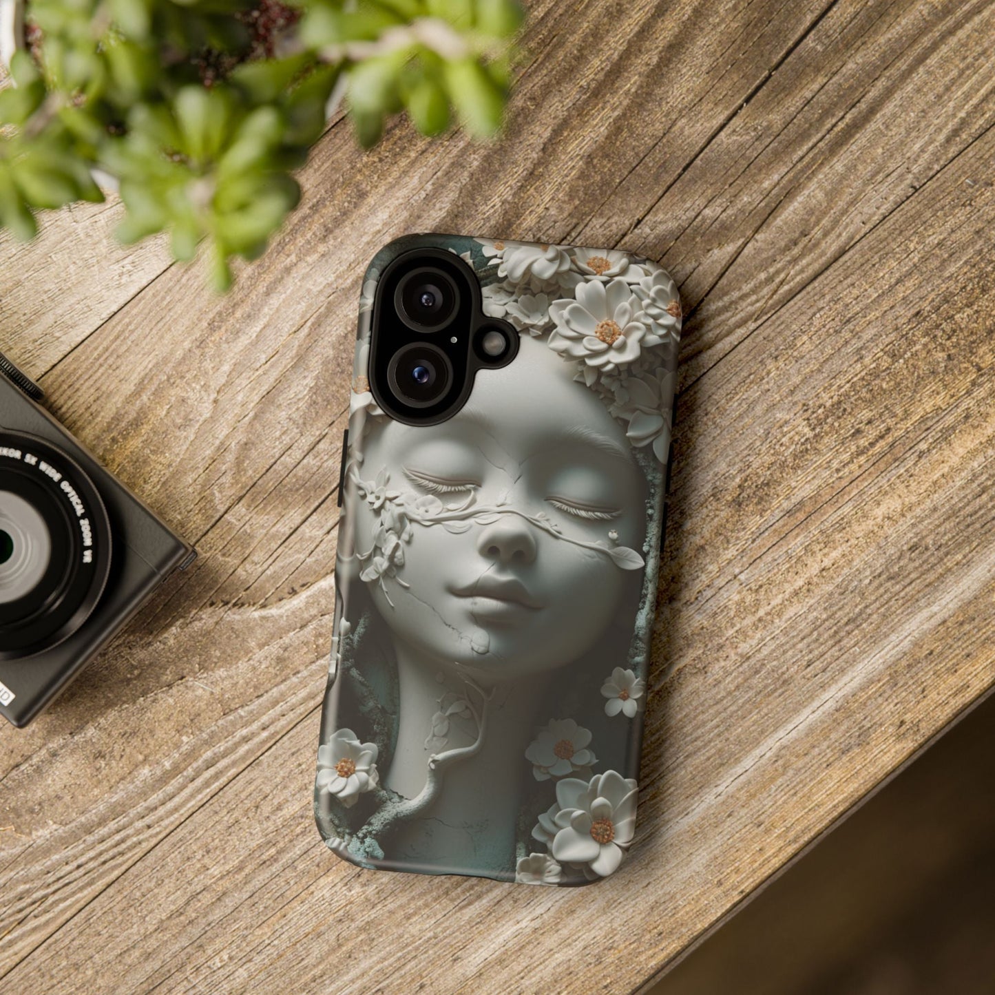 Coquette Statue & Florals Phone Case - Serene Beauty for Your Device - Ethereal Elegance - Marble Princess and Flowers - iPhones and Samsung - BOGO Cases