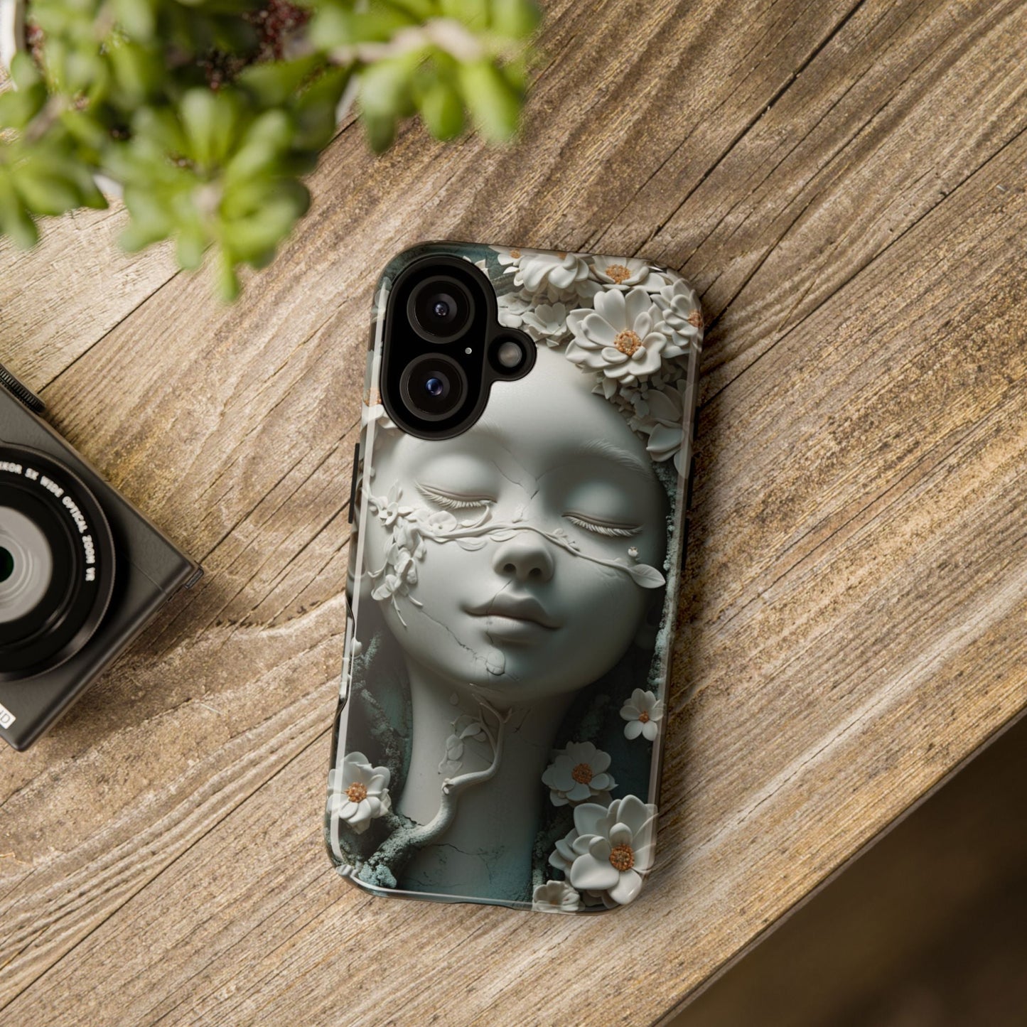 Coquette Statue & Florals Phone Case - Serene Beauty for Your Device - Ethereal Elegance - Marble Princess and Flowers - iPhones and Samsung - BOGO Cases