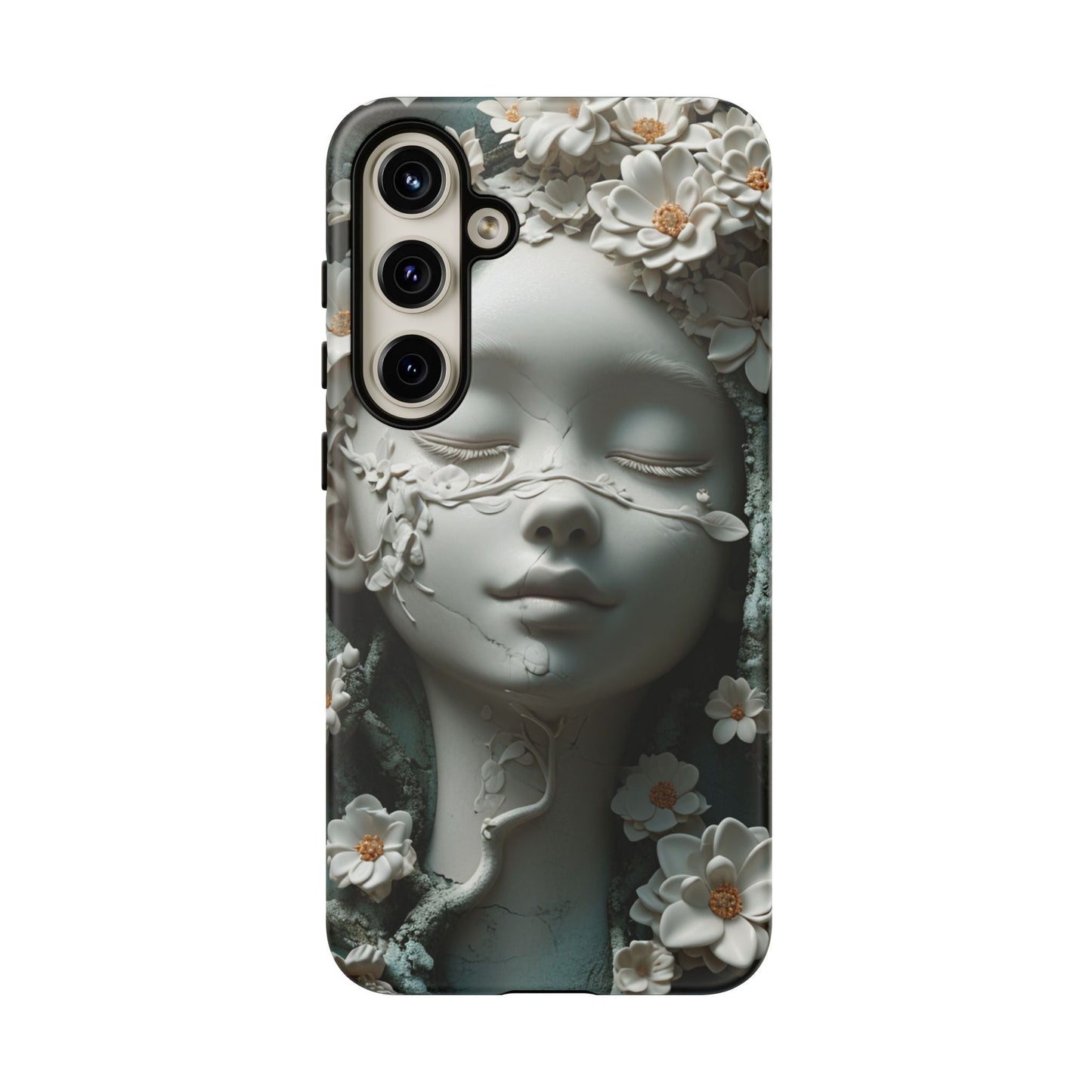 Coquette Statue & Florals Phone Case - Serene Beauty for Your Device - Ethereal Elegance - Marble Princess and Flowers - iPhones and Samsung - BOGO Cases