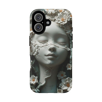 Coquette Statue & Florals Phone Case - Serene Beauty for Your Device - Ethereal Elegance - Marble Princess and Flowers - iPhones and Samsung - BOGO Cases