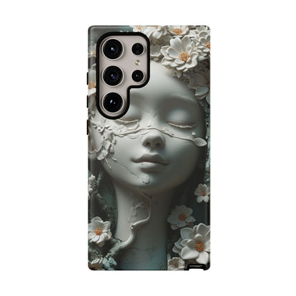 Coquette Statue & Florals Phone Case - Serene Beauty for Your Device - Ethereal Elegance - Marble Princess and Flowers - iPhones and Samsung - BOGO Cases