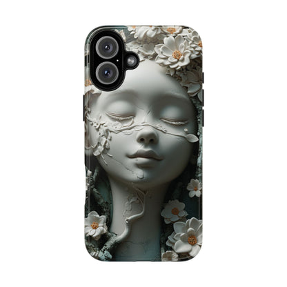 Coquette Statue & Florals Phone Case - Serene Beauty for Your Device - Ethereal Elegance - Marble Princess and Flowers - iPhones and Samsung - BOGO Cases