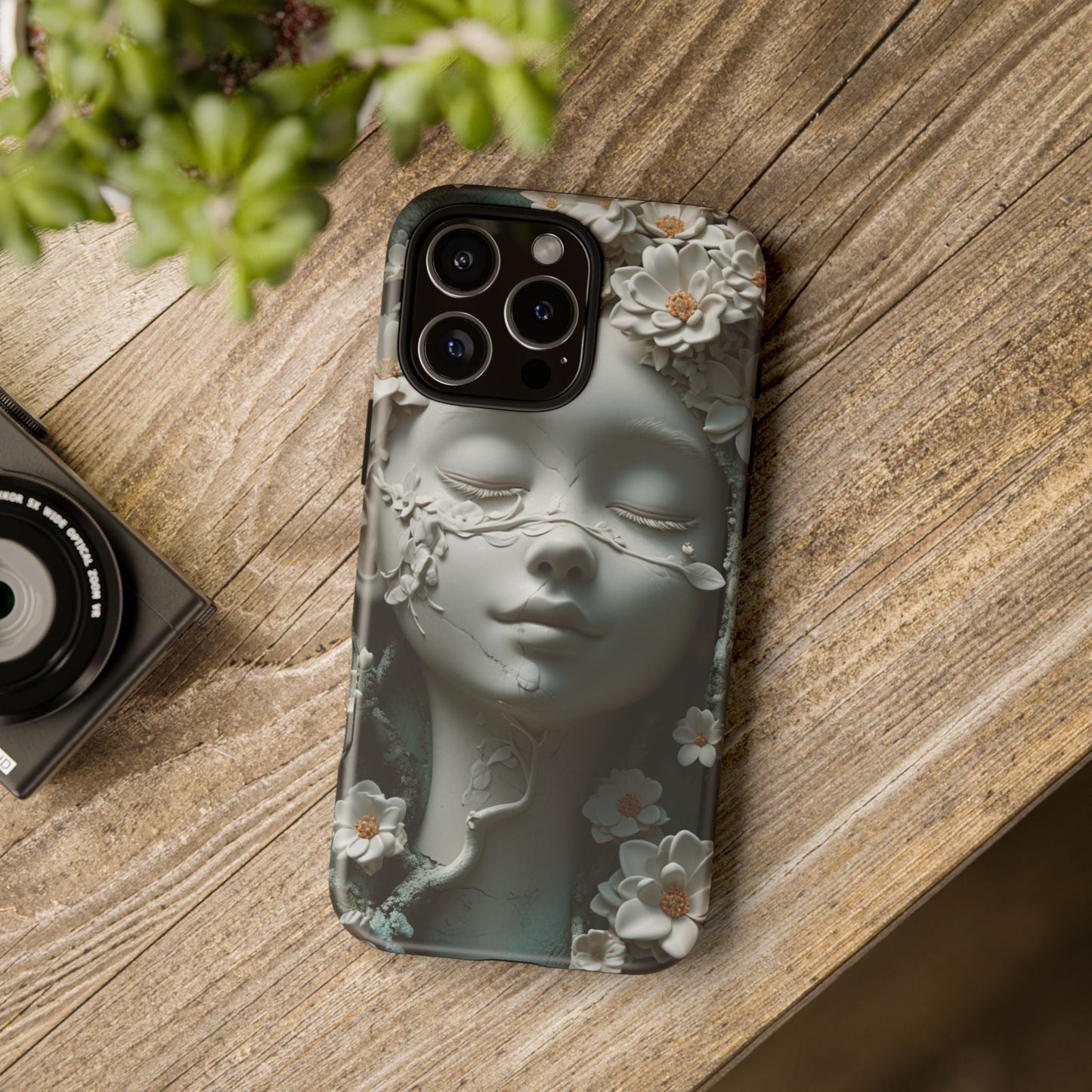 Coquette Statue & Florals Phone Case - Serene Beauty for Your Device - Ethereal Elegance - Marble Princess and Flowers - iPhones and Samsung - BOGO Cases