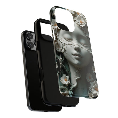 Coquette Statue & Florals Phone Case - Serene Beauty for Your Device - Ethereal Elegance - Marble Princess and Flowers - iPhones and Samsung - BOGO Cases