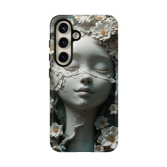 Coquette Statue & Florals Phone Case - Serene Beauty for Your Device - Ethereal Elegance - Marble Princess and Flowers - iPhones and Samsung - BOGO Cases