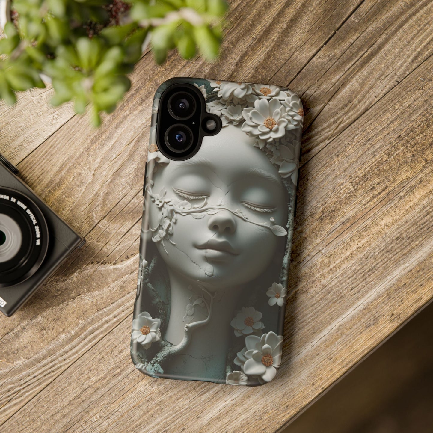 Coquette Statue & Florals Phone Case - Serene Beauty for Your Device - Ethereal Elegance - Marble Princess and Flowers - iPhones and Samsung - BOGO Cases