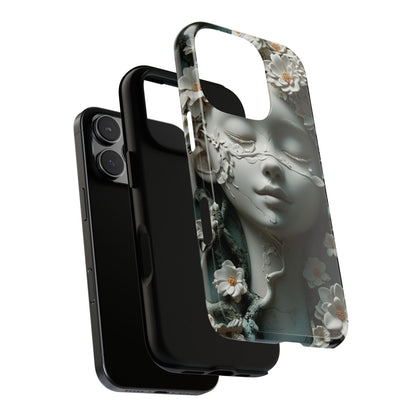 Coquette Statue & Florals Phone Case - Serene Beauty for Your Device - Ethereal Elegance - Marble Princess and Flowers - iPhones and Samsung - BOGO Cases