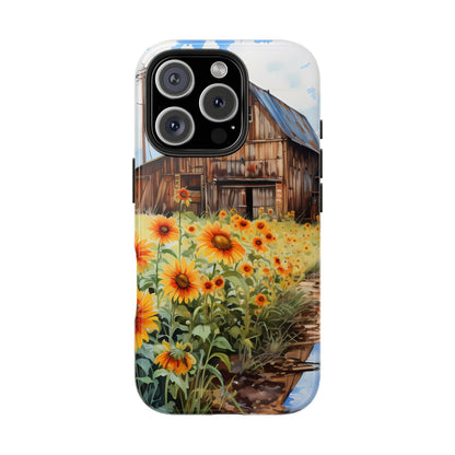 Country Road Sunflower iPhone Case: Rustic Barnyard Design, Cute Floral Case - BOGO Cases