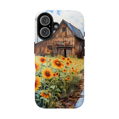 Country Road Sunflower iPhone Case: Rustic Barnyard Design, Cute Floral Case - BOGO Cases