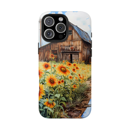 Country Road Sunflower iPhone Case: Rustic Barnyard Design, Cute Floral Case - BOGO Cases