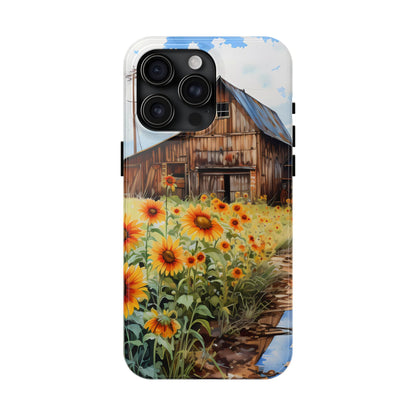 Country Road Sunflower iPhone Case: Rustic Barnyard Design, Cute Floral Case - BOGO Cases