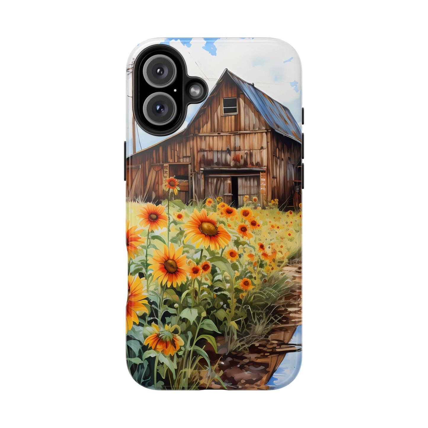 Country Road Sunflower iPhone Case: Rustic Barnyard Design, Cute Floral Case - BOGO Cases