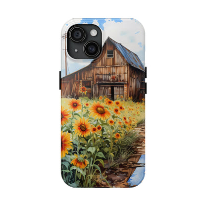 Country Road Sunflower iPhone Case: Rustic Barnyard Design, Cute Floral Case - BOGO Cases