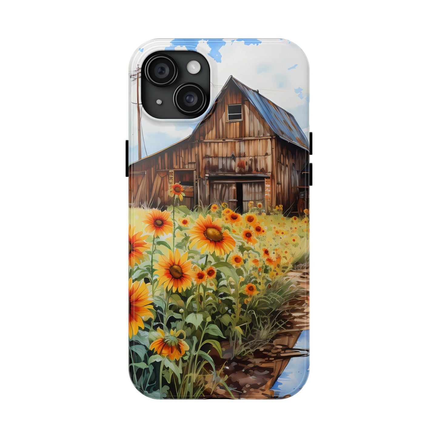 Country Road Sunflower iPhone Case: Rustic Barnyard Design, Cute Floral Case - BOGO Cases