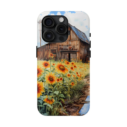 Country Road Sunflower iPhone Case: Rustic Barnyard Design, Cute Floral Case - BOGO Cases