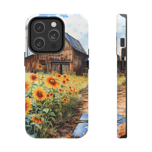 Country Road Sunflower iPhone Case: Rustic, Barnyard, iPhone 11, iPhone 12, iPhone 13, iPhone 14, Cute iPhone Case, Floral iPhone Case, Farm - BOGO Cases