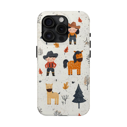 Cowboy Adventures Tough iPhone Case – Cute Western Theme, Dual - Layer Protection - BOGO Cases