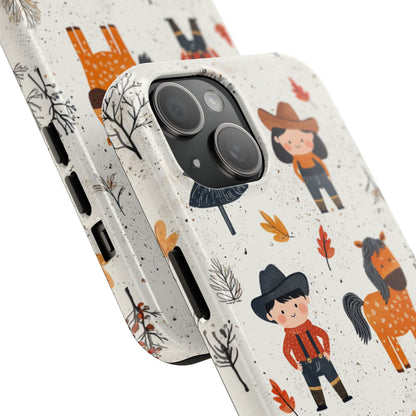 Cowboy Adventures Tough iPhone Case – Cute Western Theme, Dual - Layer Protection - BOGO Cases