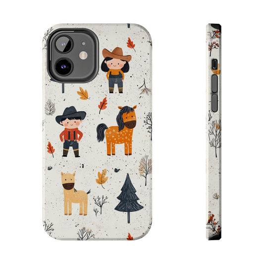 Cowboy Adventures Tough iPhone Case – Cute Western Theme, Dual - Layer Protection - BOGO Cases