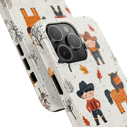 Cowboy Adventures Tough iPhone Case – Cute Western Theme, Dual - Layer Protection - BOGO Cases