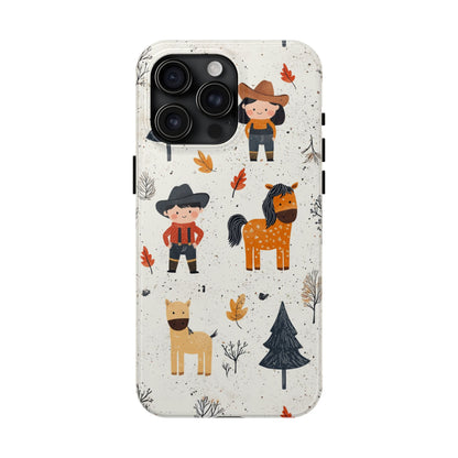 Cowboy Adventures Tough iPhone Case – Cute Western Theme, Dual - Layer Protection - BOGO Cases