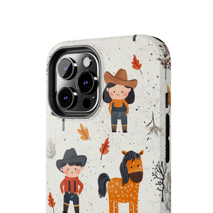 Cowboy Adventures Tough iPhone Case – Cute Western Theme, Dual - Layer Protection - BOGO Cases