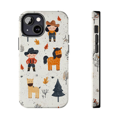 Cowboy Adventures Tough iPhone Case – Cute Western Theme, Dual - Layer Protection - BOGO Cases