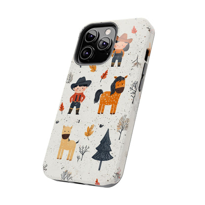 Cowboy Adventures Tough iPhone Case – Cute Western Theme, Dual - Layer Protection - BOGO Cases