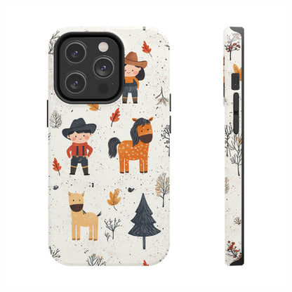 Cowboy Adventures Tough iPhone Case – Cute Western Theme, Dual - Layer Protection - BOGO Cases