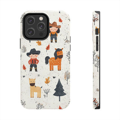 Cowboy Adventures Tough iPhone Case – Cute Western Theme, Dual - Layer Protection - BOGO Cases