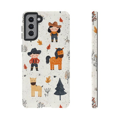 Cowboy Adventures Tough Samsung Galaxy Case – Cute Western Theme, Dual - Layer Protection - BOGO Cases