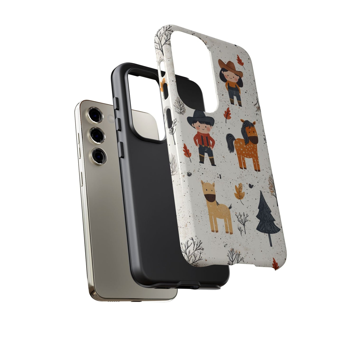 Cowboy Adventures Tough Samsung Galaxy Case – Cute Western Theme, Dual - Layer Protection - BOGO Cases