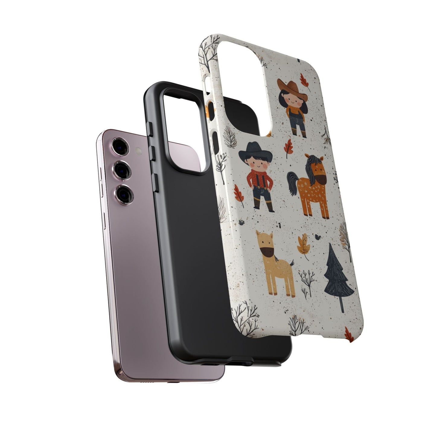 Cowboy Adventures Tough Samsung Galaxy Case – Cute Western Theme, Dual - Layer Protection - BOGO Cases