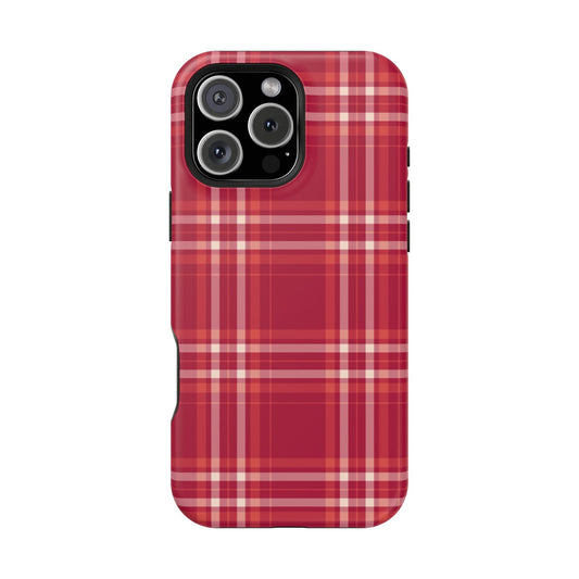 Crimson Check MagSafe iPhone Case - BOGO Cases