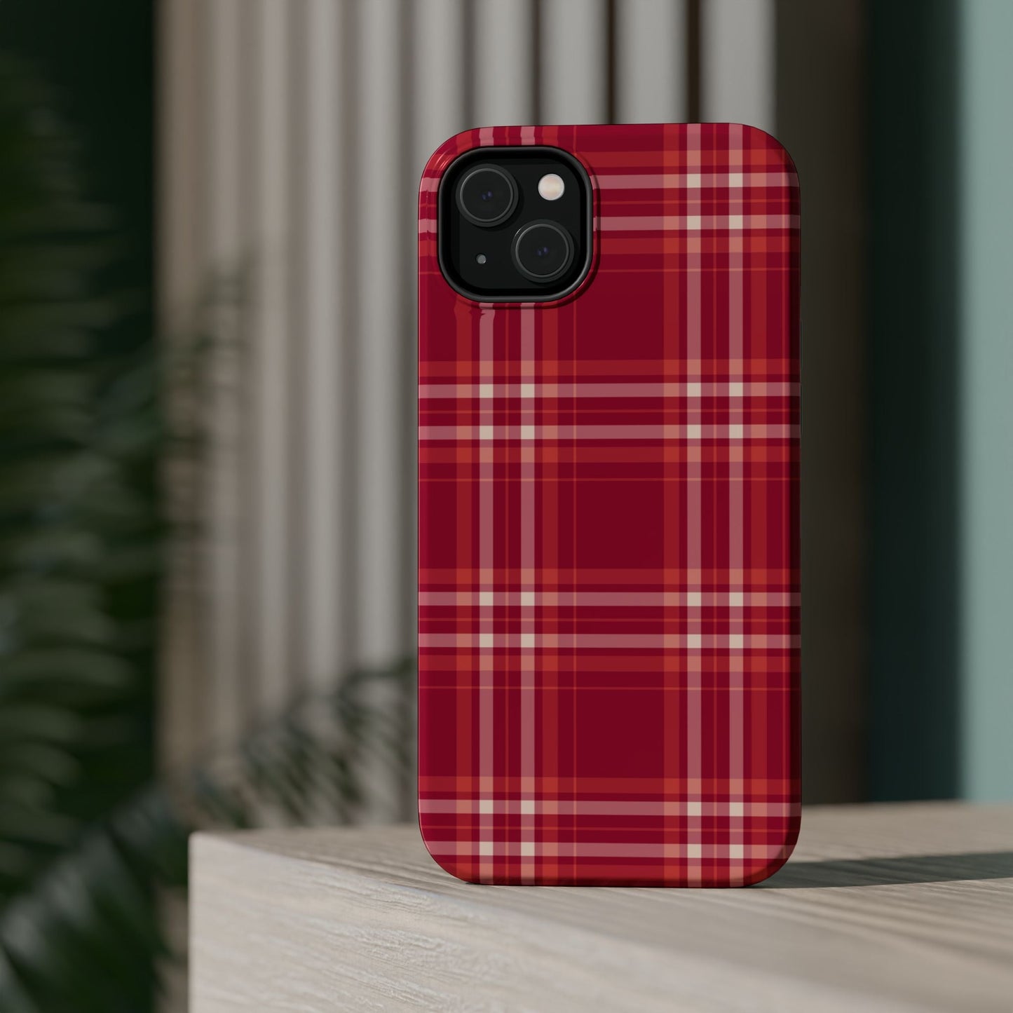 Crimson Check MagSafe iPhone Case - BOGO Cases