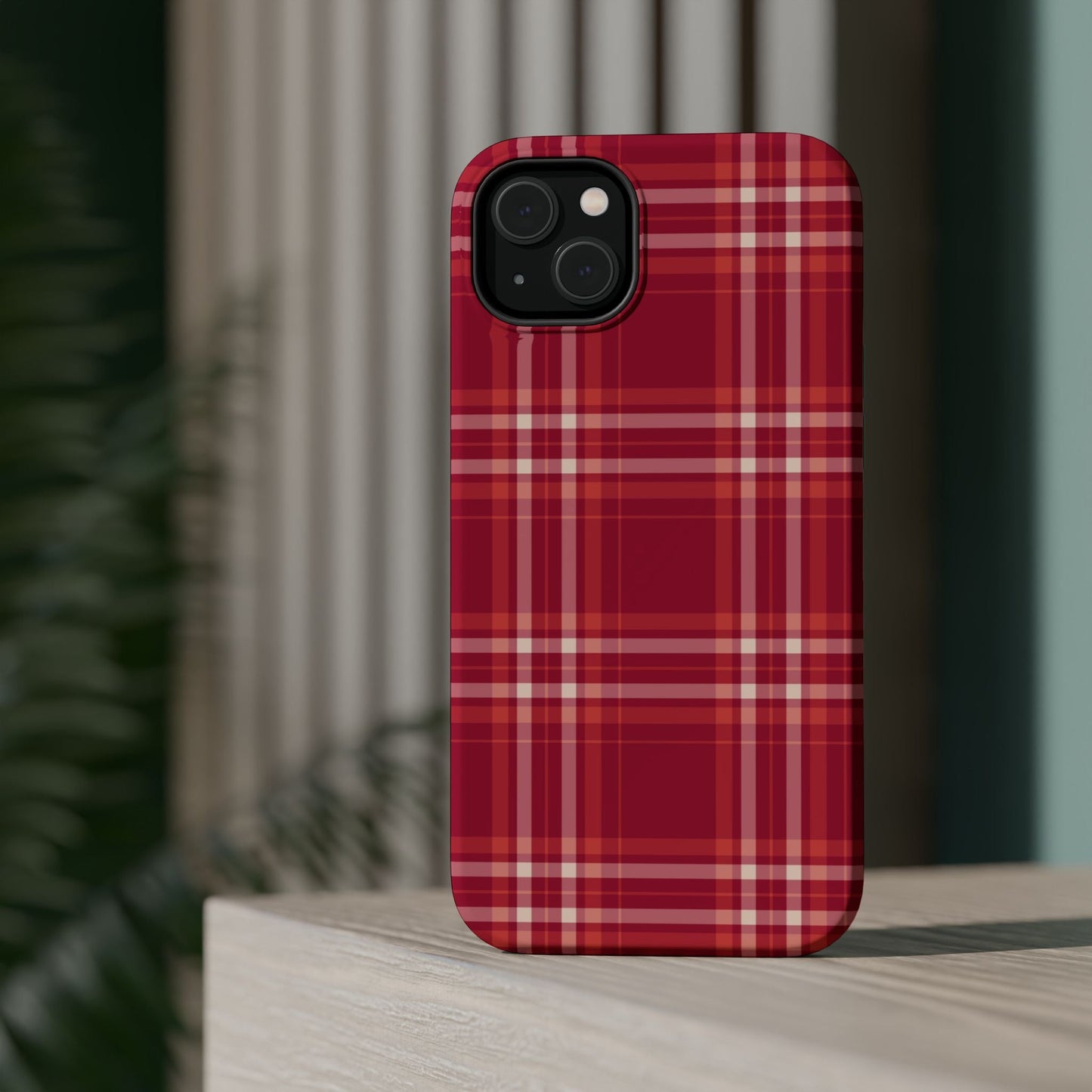 Crimson Check MagSafe iPhone Case - BOGO Cases